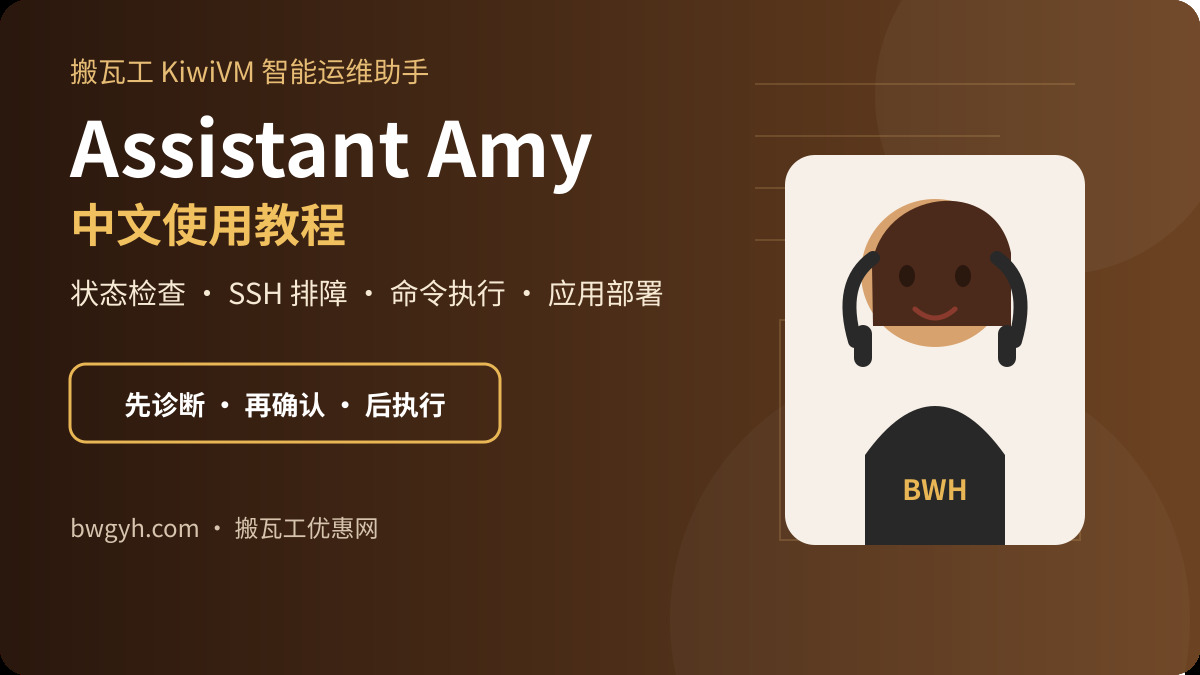 搬瓦工 KiwiVM Assistant Amy 使用教程封面